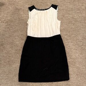 LOFT Black and Cream Sleeveless Dress